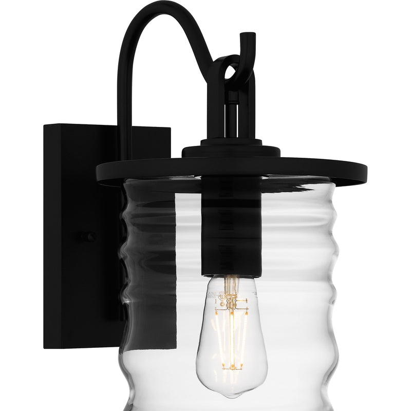 Quoizel Noland 11in 1-Light Outdoor Wall Lantern | Coastal Matte Black and Clear Glass | Front Porch & Entryway | Model NAD8408MBK