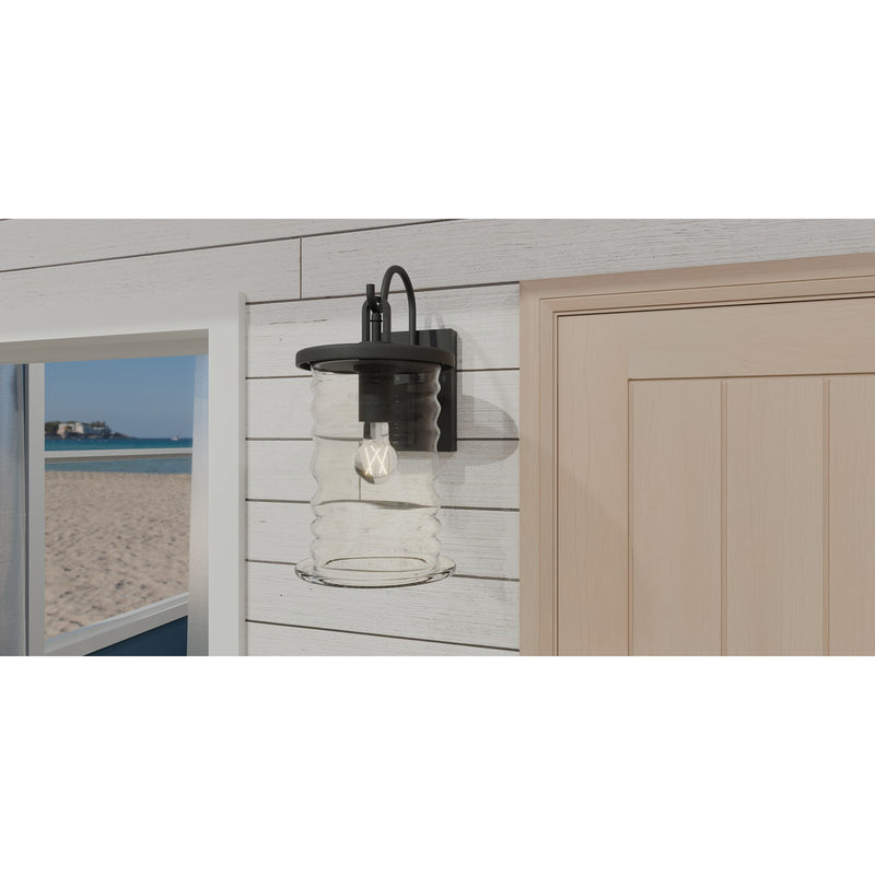 Quoizel Noland 11in 1-Light Outdoor Wall Lantern | Coastal Matte Black and Clear Glass | Front Porch & Entryway | Model NAD8408MBK