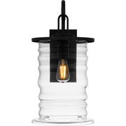 Quoizel Noland 14in 1-Light Outdoor Wall Lantern | Coastal Matte Black and Clear Glass | Front Porch & Entryway | 10.5 x 14 x 21 in | Model NAD8410MBK