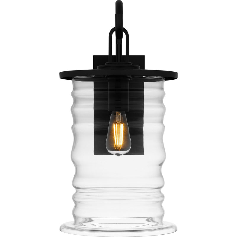 Quoizel Noland 14in 1-Light Outdoor Wall Lantern | Coastal Matte Black and Clear Glass | Front Porch & Entryway | 10.5 x 14 x 21 in | Model NAD8410MBK