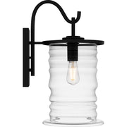 Quoizel Noland 14in 1-Light Outdoor Wall Lantern | Coastal Matte Black and Clear Glass | Front Porch & Entryway | 10.5 x 14 x 21 in | Model NAD8410MBK