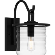Quoizel Noland 14in 1-Light Outdoor Wall Lantern | Coastal Matte Black and Clear Glass | Front Porch & Entryway | 10.5 x 14 x 21 in | Model NAD8410MBK