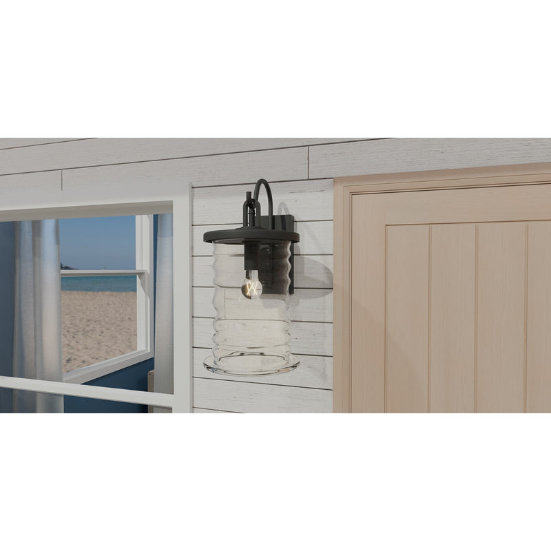 Quoizel Noland 14in 1-Light Outdoor Wall Lantern | Coastal Matte Black and Clear Glass | Front Porch & Entryway | 10.5 x 14 x 21 in | Model NAD8410MBK