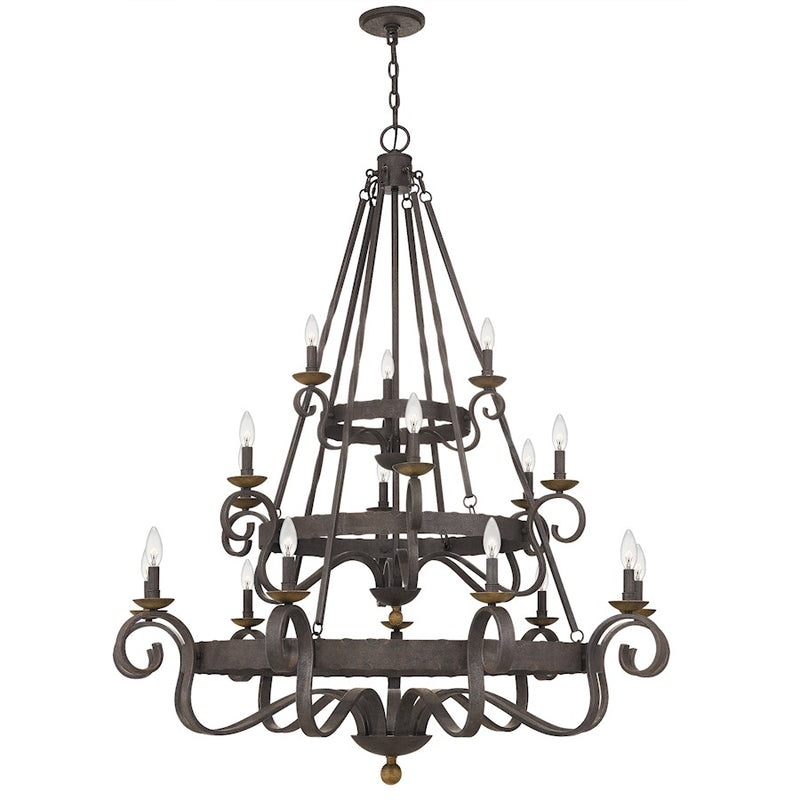 Quoizel Noble 18 Light Chandelier, Rustic Black