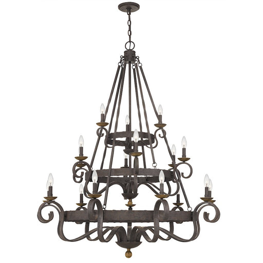 Quoizel Noble 18 Light Chandelier, Rustic Black