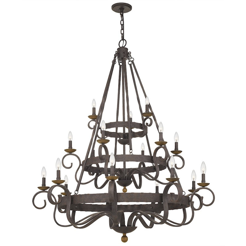 Quoizel Noble 18 Light Chandelier, Rustic Black