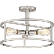 Quoizel New Harbor 3 Light Semi-Flush Mount, Brushed Nickel