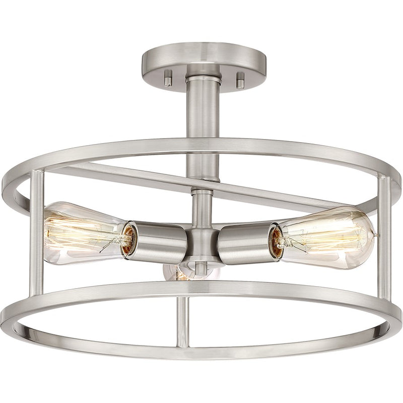 Quoizel New Harbor 3 Light Semi-Flush Mount, Brushed Nickel