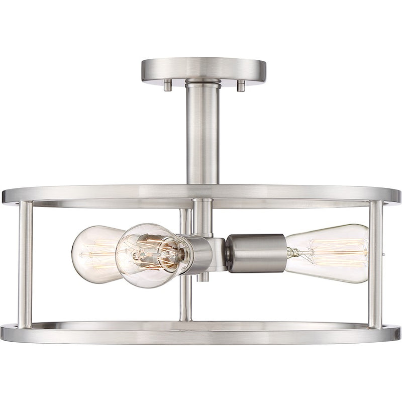 Quoizel New Harbor 3 Light Semi-Flush Mount, Brushed Nickel