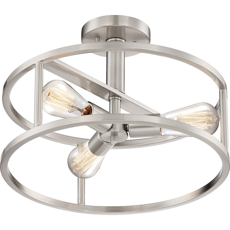 Quoizel New Harbor 3 Light Semi-Flush Mount, Brushed Nickel