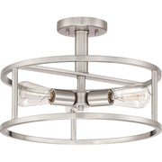 Quoizel New Harbor 3 Light Semi-Flush Mount, Brushed Nickel