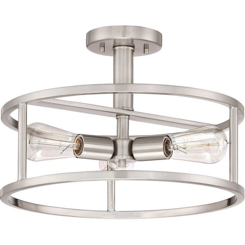 Quoizel New Harbor 3 Light Semi-Flush Mount, Brushed Nickel
