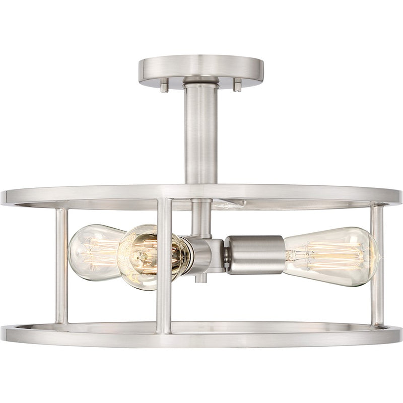 Quoizel New Harbor 3 Light Semi-Flush Mount, Brushed Nickel