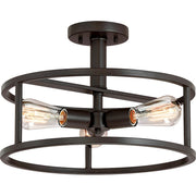 Quoizel New Harbor 3 Light Semi-Flush Mount, Western Bronze