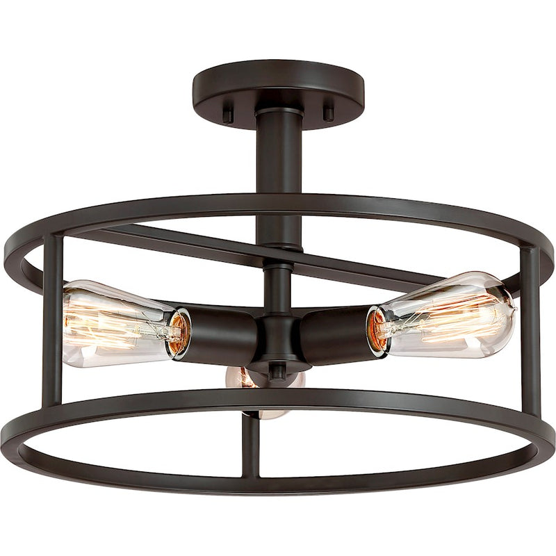 Quoizel New Harbor 3 Light Semi-Flush Mount, Western Bronze