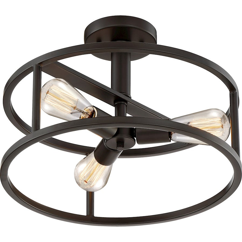 Quoizel New Harbor 3 Light Semi-Flush Mount, Western Bronze