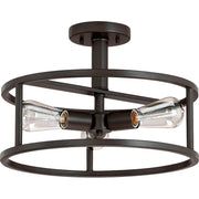 Quoizel New Harbor 3 Light Semi-Flush Mount, Western Bronze