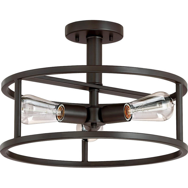 Quoizel New Harbor 3 Light Semi-Flush Mount, Western Bronze