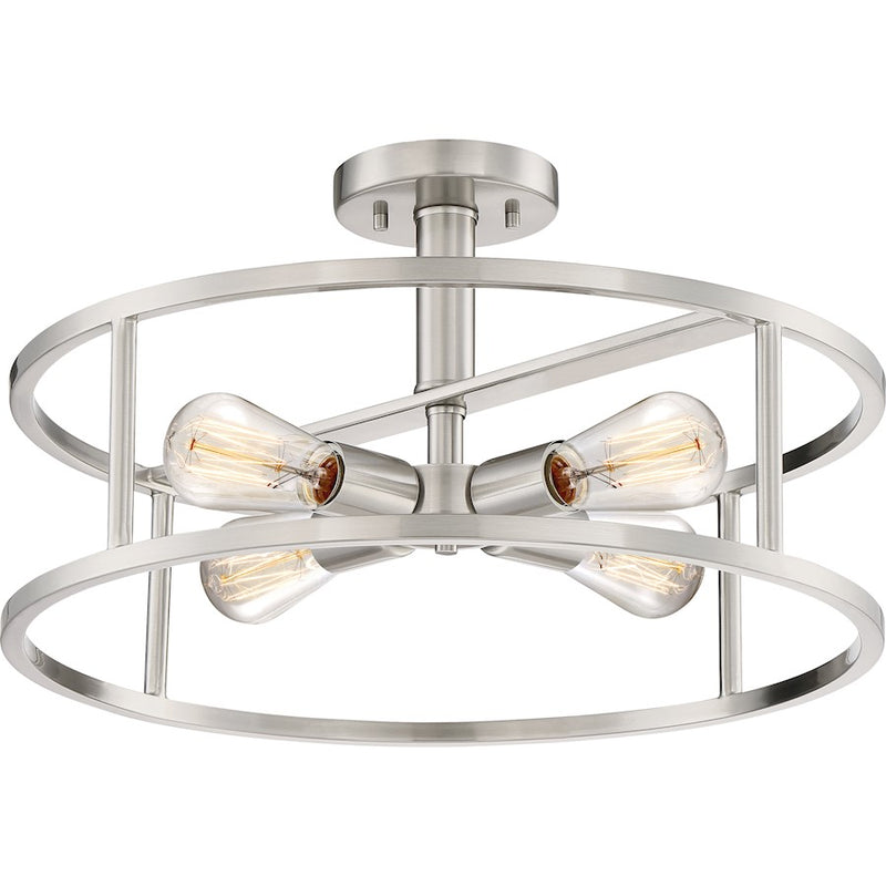Quoizel New Harbor 4 Light Semi-Flush Mount, Brushed Nickel