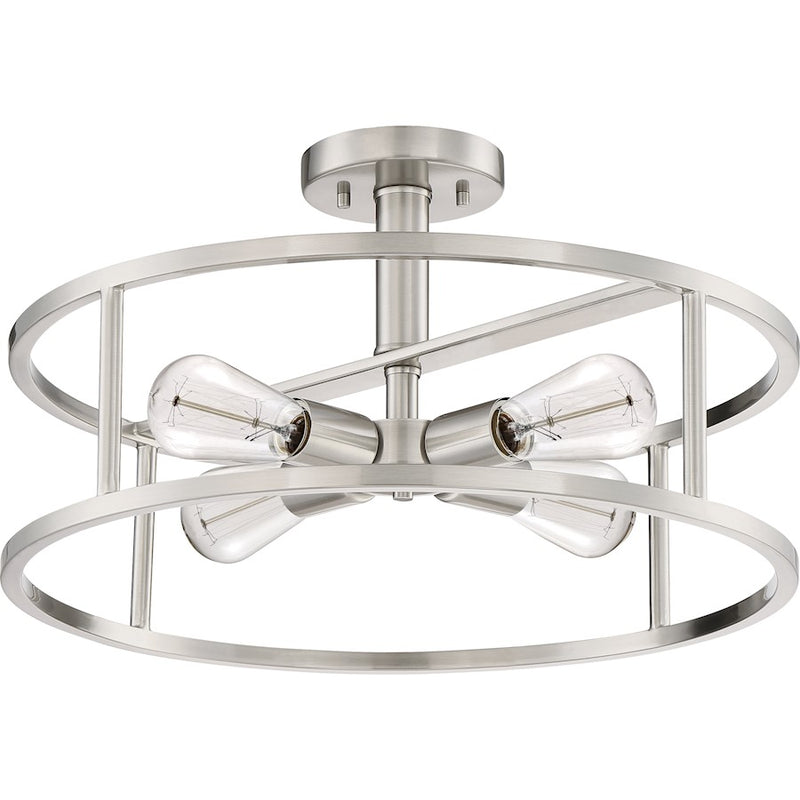 Quoizel New Harbor 4 Light Semi-Flush Mount, Brushed Nickel