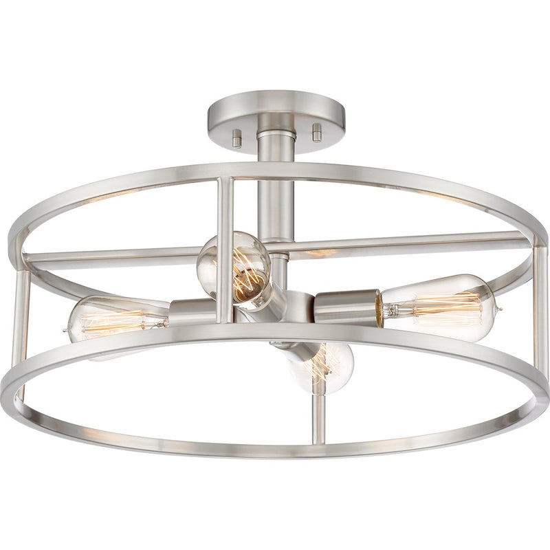 Quoizel New Harbor 4 Light Semi-Flush Mount, Brushed Nickel