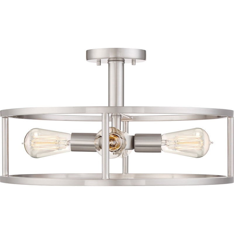 Quoizel New Harbor 4 Light Semi-Flush Mount, Brushed Nickel