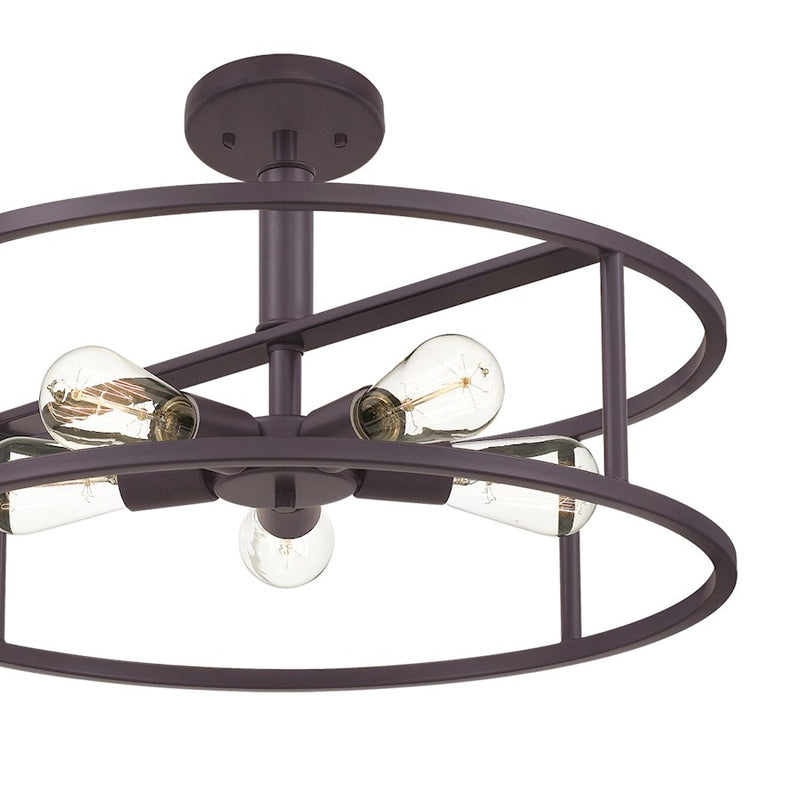 Quoizel New Harbor 5 Light Semi-Flush Mount, Western Bronze