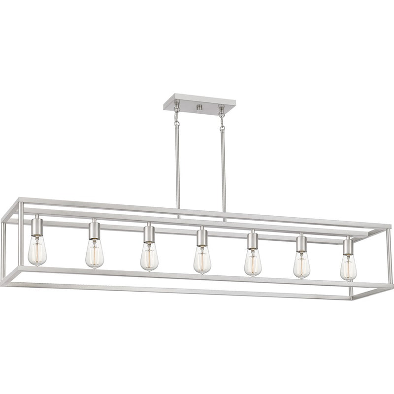 Quoizel New Harbor 7 Light Island Chandelier, Brushed Nickel