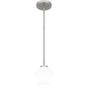 Quoizel Nielson 5in 1-Light Mini Pendant | Transitional Brushed Nickel and Opal Etched Glass | Kitchen Island & Dining Room | Model NIE1505BN