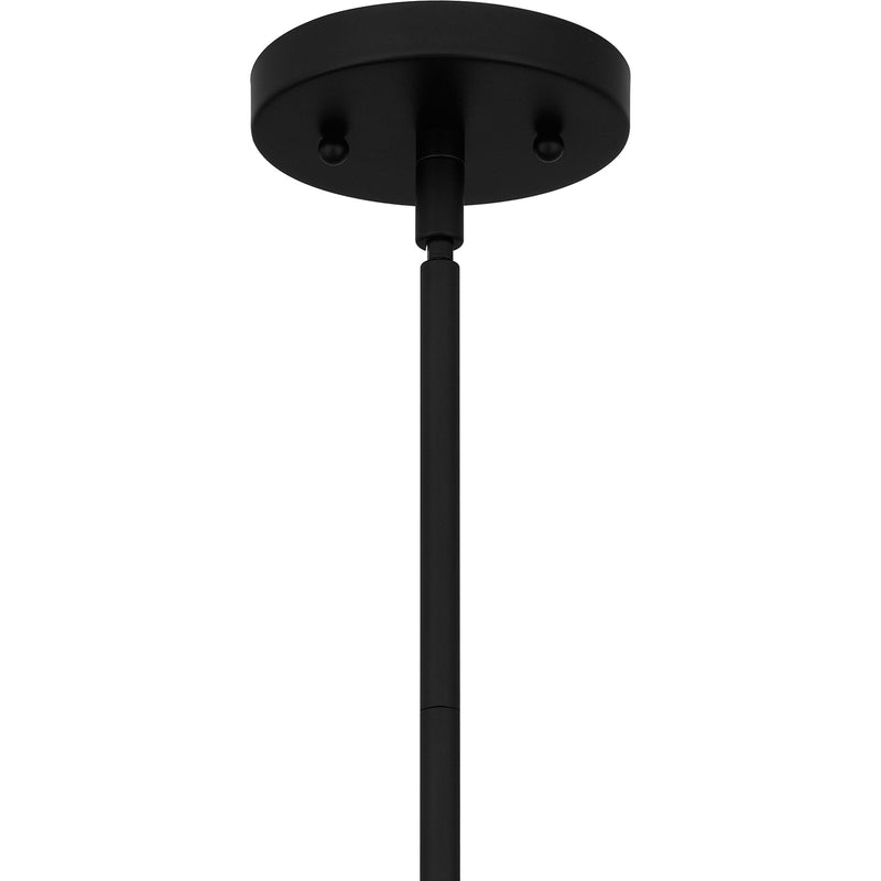 Quoizel Nielson 5in 1-Light Mini Pendant | Transitional Matte Black and Opal Etched Glass | Kitchen Island & Dining Room | Model NIE1505MBK