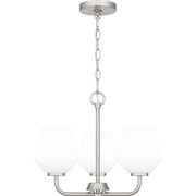 Quoizel Nielson 17in 3-Light Pendant | Transitional Brushed Nickel and Opal Etched Glass | Kitchen Island & Dining Room | Model NIE2817BN