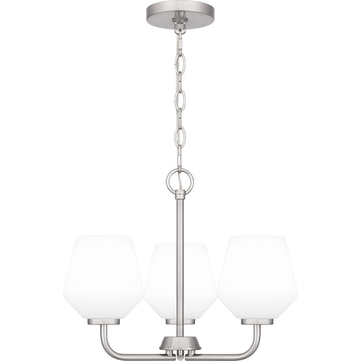 Quoizel Nielson 17in 3-Light Pendant | Transitional Brushed Nickel and Opal Etched Glass | Kitchen Island & Dining Room | Model NIE2817BN