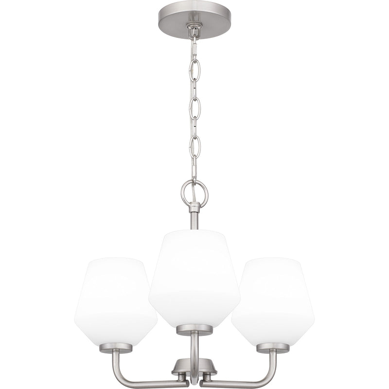 Quoizel Nielson 17in 3-Light Pendant | Transitional Brushed Nickel and Opal Etched Glass | Kitchen Island & Dining Room | Model NIE2817BN