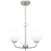 Quoizel Nielson 17in 3-Light Pendant | Transitional Brushed Nickel and Opal Etched Glass | Kitchen Island & Dining Room | Model NIE2817BN