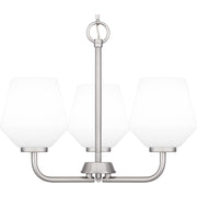 Quoizel Nielson 17in 3-Light Pendant | Transitional Brushed Nickel and Opal Etched Glass | Kitchen Island & Dining Room | Model NIE2817BN