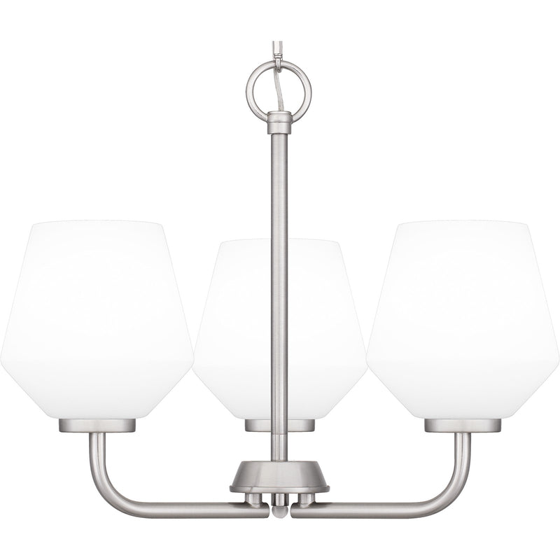 Quoizel Nielson 17in 3-Light Pendant | Transitional Brushed Nickel and Opal Etched Glass | Kitchen Island & Dining Room | Model NIE2817BN