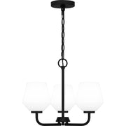 Quoizel Nielson 17in 3-Light Pendant | Transitional Matte Black and Opal Etched Glass | Kitchen Island & Dining Room | Model NIE2817MBK