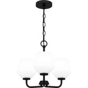 Quoizel Nielson 17in 3-Light Pendant | Transitional Matte Black and Opal Etched Glass | Kitchen Island & Dining Room | Model NIE2817MBK