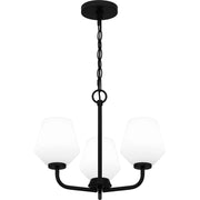 Quoizel Nielson 17in 3-Light Pendant | Transitional Matte Black and Opal Etched Glass | Kitchen Island & Dining Room | Model NIE2817MBK
