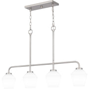 Quoizel Nielson 36in 4-Light Island Chandelier | Transitional Brushed Nickel and Opal Etched Glass | Kitchen Island & Dining Room | Model NIE436BN