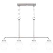 Quoizel Nielson 36in 4-Light Island Chandelier | Transitional Brushed Nickel and Opal Etched Glass | Kitchen Island & Dining Room | Model NIE436BN