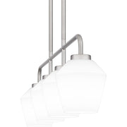 Quoizel Nielson 36in 4-Light Island Chandelier | Transitional Brushed Nickel and Opal Etched Glass | Kitchen Island & Dining Room | Model NIE436BN