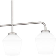 Quoizel Nielson 36in 4-Light Island Chandelier | Transitional Brushed Nickel and Opal Etched Glass | Kitchen Island & Dining Room | Model NIE436BN