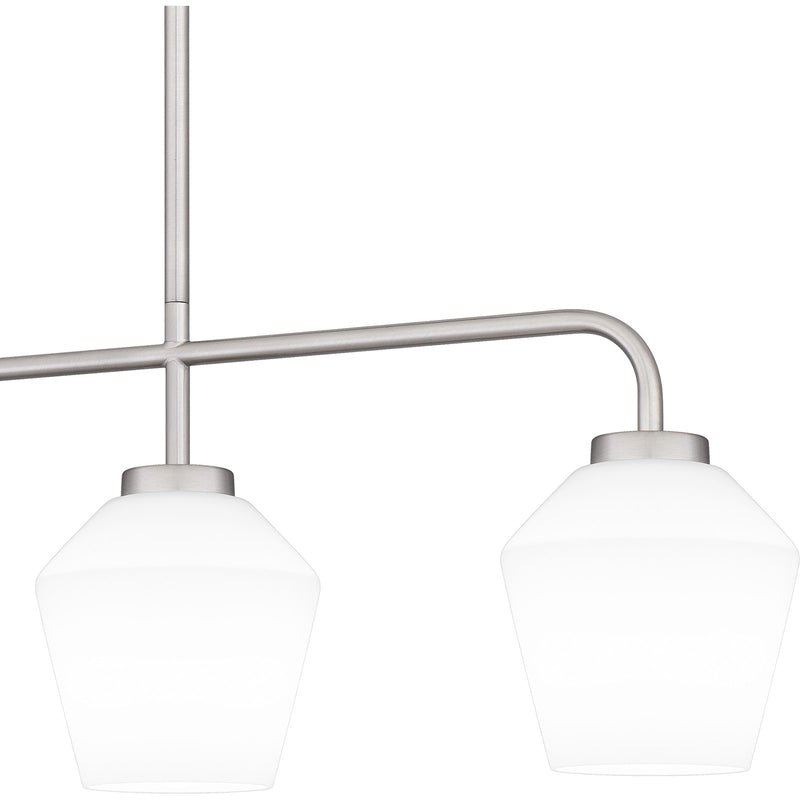 Quoizel Nielson 36in 4-Light Island Chandelier | Transitional Brushed Nickel and Opal Etched Glass | Kitchen Island & Dining Room | Model NIE436BN