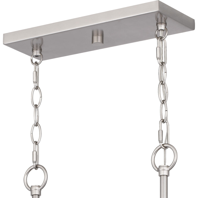 Quoizel Nielson 36in 4-Light Island Chandelier | Transitional Brushed Nickel and Opal Etched Glass | Kitchen Island & Dining Room | Model NIE436BN
