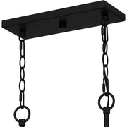 Quoizel Nielson 36in 4-Light Island Chandelier | Transitional Matte Black and Opal Etched Glass | Kitchen Island & Dining Room | Model NIE436MBK