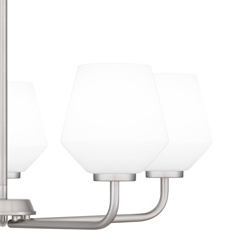 Quoizel Nielson 25in 5-Light Chandelier | Transitional Brushed Nickel and Opal Etched Glass | Dining Room & Foyer | Model NIE5025BN