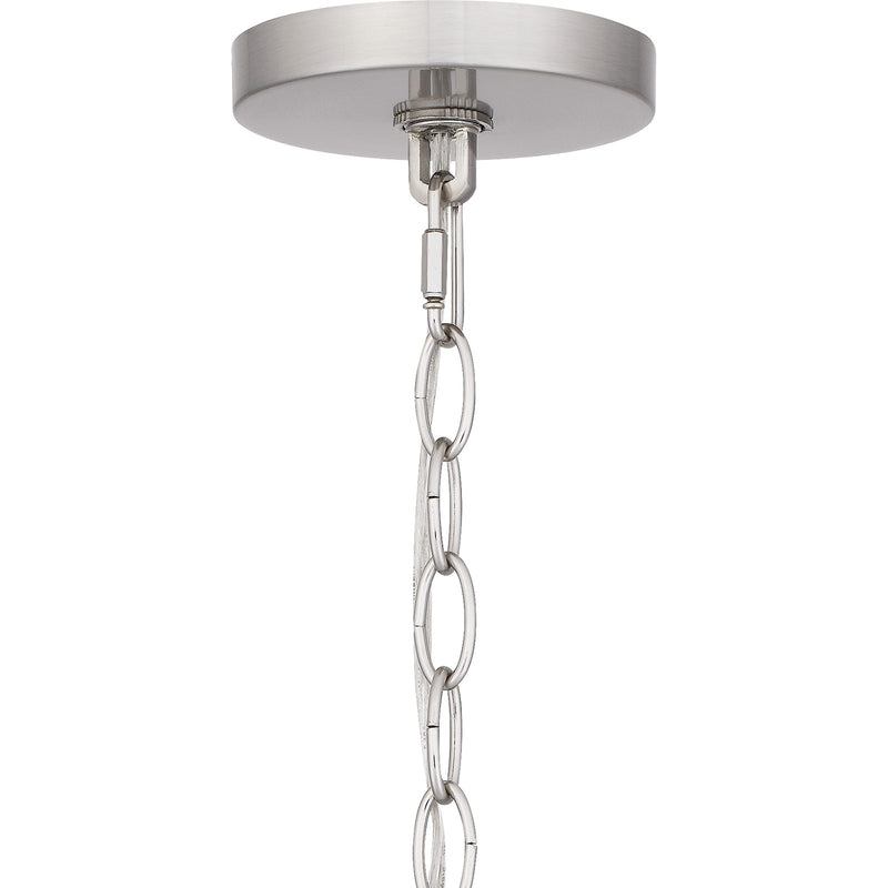 Quoizel Nielson 25in 5-Light Chandelier | Transitional Brushed Nickel and Opal Etched Glass | Dining Room & Foyer | Model NIE5025BN