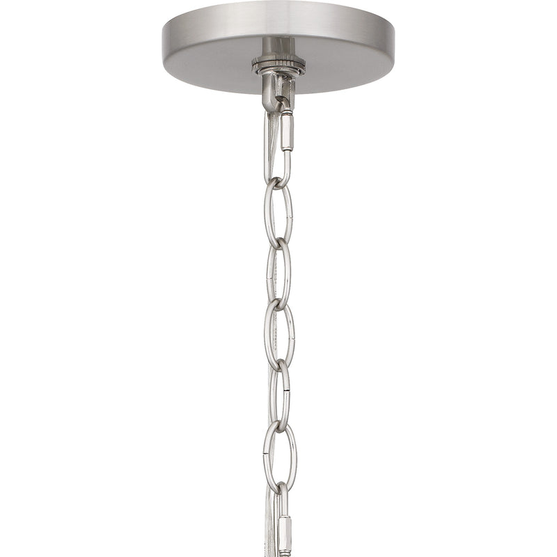 Quoizel Nielson 28in 9-Light Chandelier | Transitional Brushed Nickel and Opal Etched Glass | Dining Room & Foyer | Model NIE5028BN
