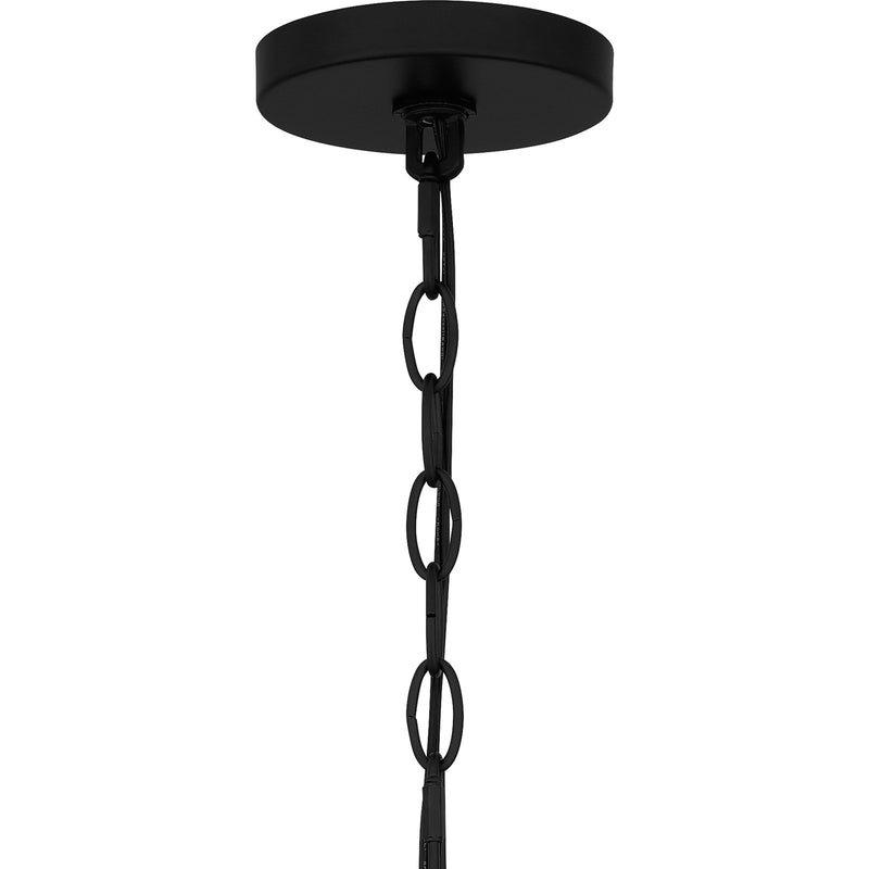 Quoizel Nielson 28in 9-Light Chandelier | Transitional Matte Black and Opal Etched Glass | Dining Room & Foyer | Model NIE5028MBK